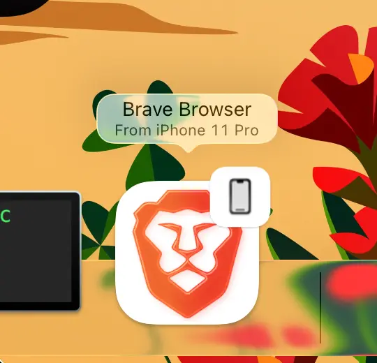 macOS dock with Handoff icon
